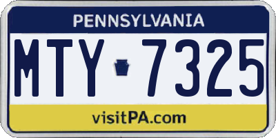 PA license plate MTY7325