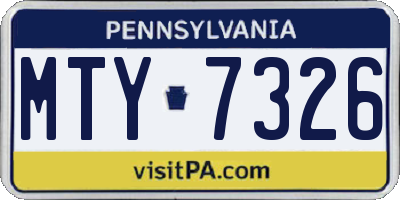 PA license plate MTY7326