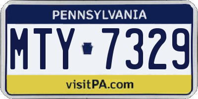 PA license plate MTY7329