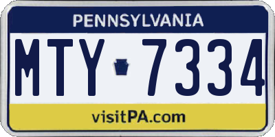 PA license plate MTY7334