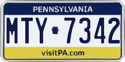 PA license plate MTY7342