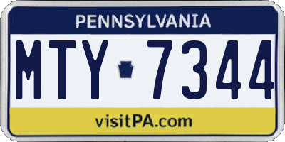 PA license plate MTY7344