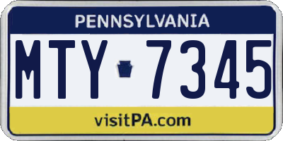 PA license plate MTY7345