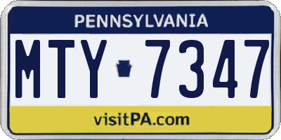 PA license plate MTY7347