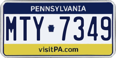 PA license plate MTY7349