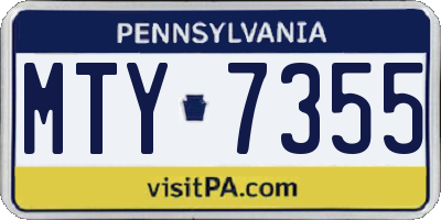 PA license plate MTY7355