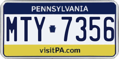 PA license plate MTY7356