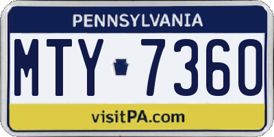 PA license plate MTY7360