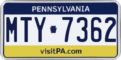 PA license plate MTY7362