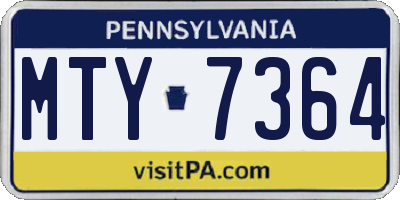 PA license plate MTY7364