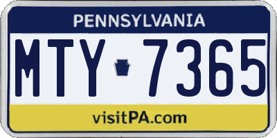 PA license plate MTY7365