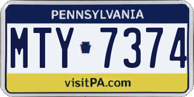 PA license plate MTY7374
