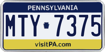 PA license plate MTY7375