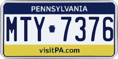 PA license plate MTY7376