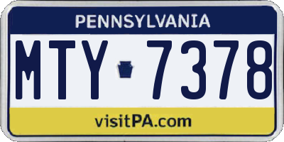 PA license plate MTY7378