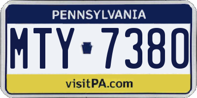 PA license plate MTY7380