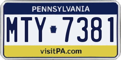 PA license plate MTY7381