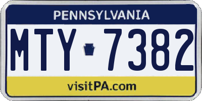 PA license plate MTY7382
