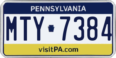 PA license plate MTY7384