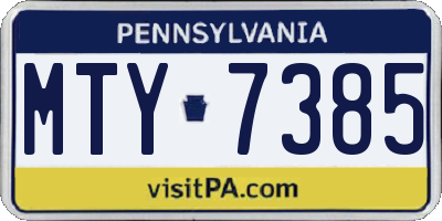 PA license plate MTY7385