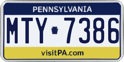 PA license plate MTY7386