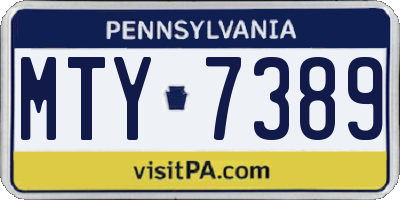 PA license plate MTY7389