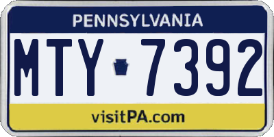 PA license plate MTY7392