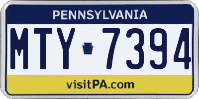 PA license plate MTY7394
