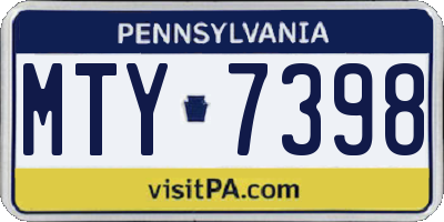 PA license plate MTY7398
