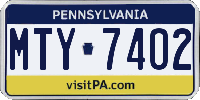 PA license plate MTY7402