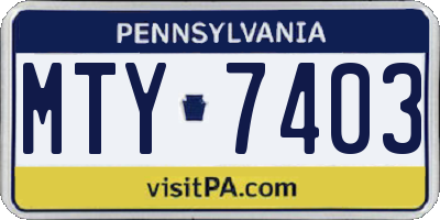 PA license plate MTY7403