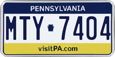 PA license plate MTY7404
