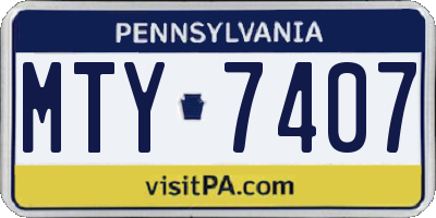 PA license plate MTY7407