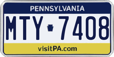 PA license plate MTY7408