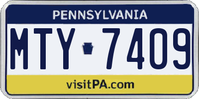 PA license plate MTY7409