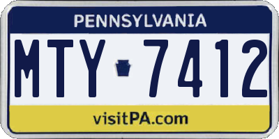PA license plate MTY7412