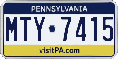 PA license plate MTY7415