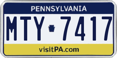 PA license plate MTY7417