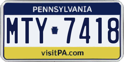 PA license plate MTY7418