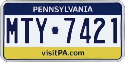 PA license plate MTY7421