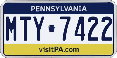 PA license plate MTY7422