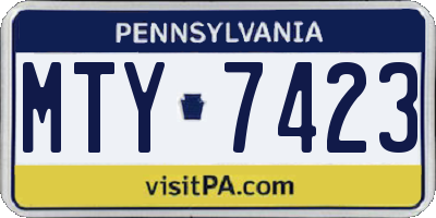 PA license plate MTY7423