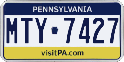 PA license plate MTY7427