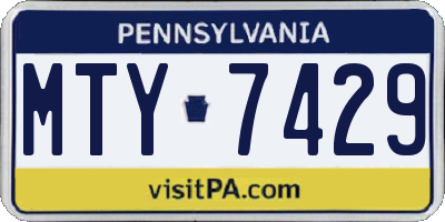 PA license plate MTY7429