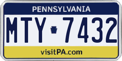 PA license plate MTY7432