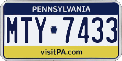 PA license plate MTY7433