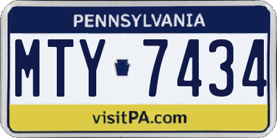 PA license plate MTY7434