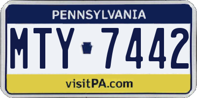 PA license plate MTY7442
