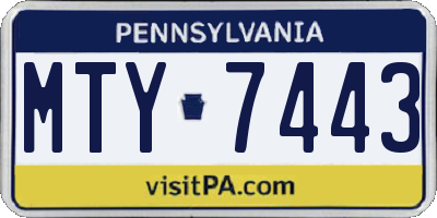 PA license plate MTY7443