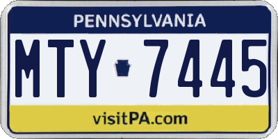 PA license plate MTY7445